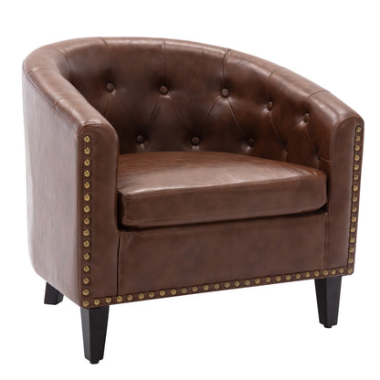 PU Leather Barrel Club Chair – Tufted Lounge Design