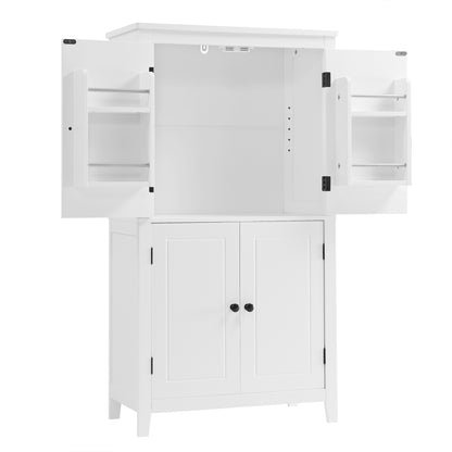White Bathroom Floor Cabinet Adjustable Shelf