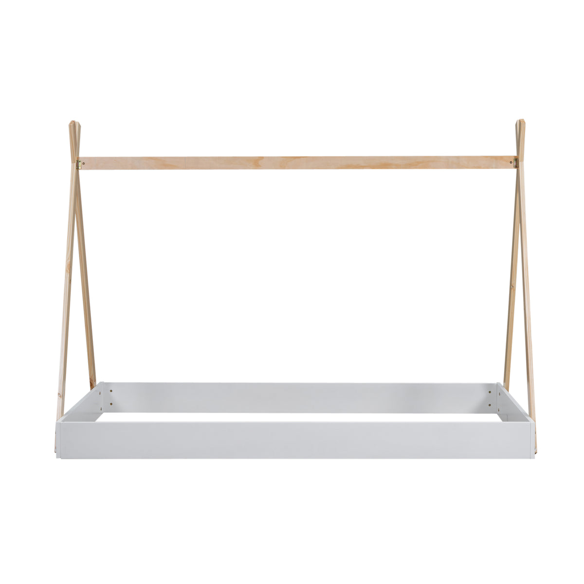 Twin Tent Floor Bed – White Natural Finish