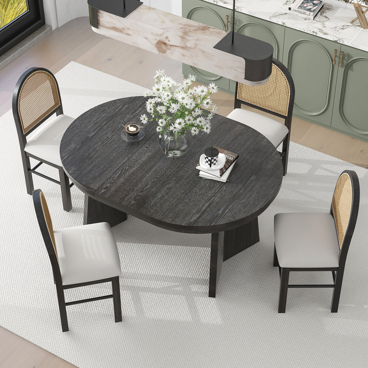 Retro Dining Set (5 pcs) – Espresso Finish