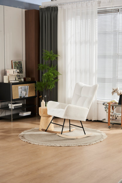 Teddy Fabric Rocking Nursery Chair – White
