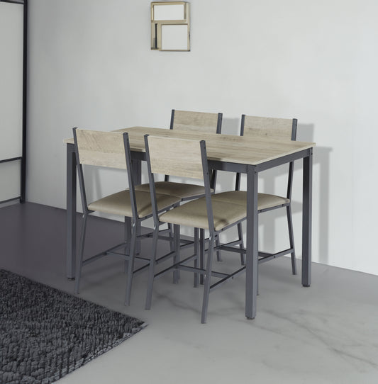 5-Piece Dining Set with Upholstered Chairs – White Finish