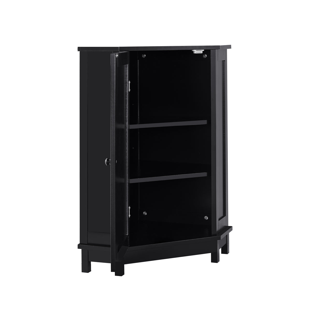 Black Corner Bathroom Storage Cabinet Adjustable Shelves