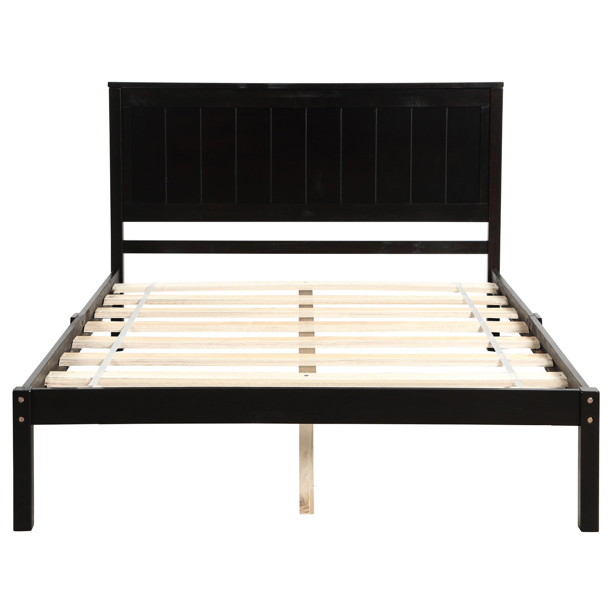Full Platform Bed with Headboard Espresso