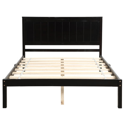 Full Platform Bed with Headboard Espresso