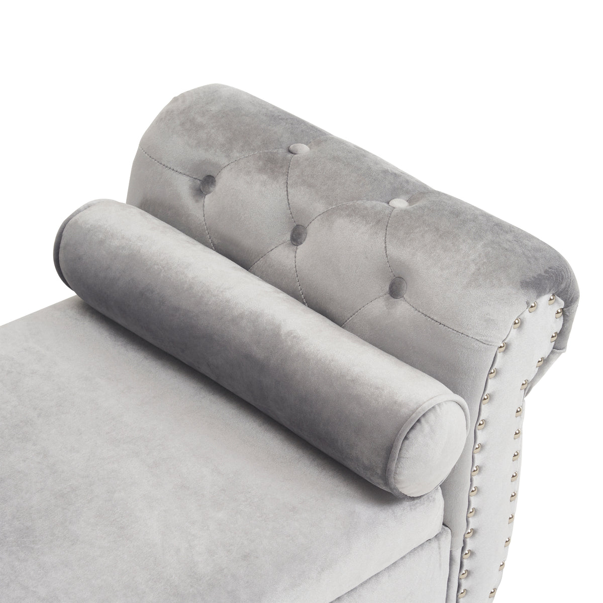 Velvet Storage Ottoman Bench Gray