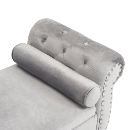 Velvet Storage Ottoman Bench Gray