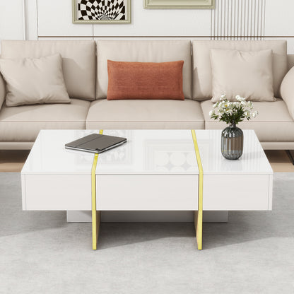 Multifunctional Table with Drawers Gold Finish