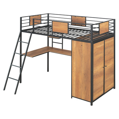 Twin Loft Bed with Desk Black