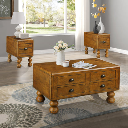 Antique Brown Wood End Table