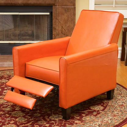 Push-Back Recliner Chair Orange Fabric