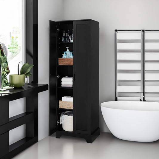Black Storage Cabinet with Adjustable Shelf MDF Board