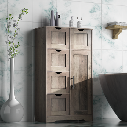 Tall Bathroom Cabinet – Grey Wood