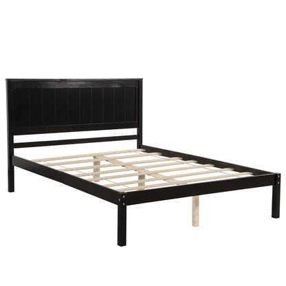 Full Platform Bed with Headboard Espresso