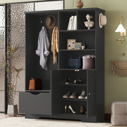 Hall Tree Storage Cabinet Black