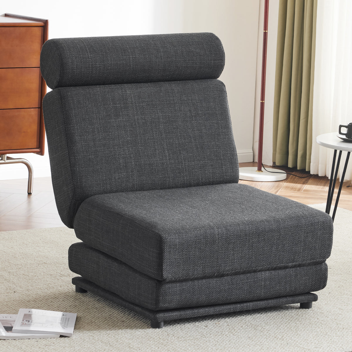 Single Sofa Bed Foldable Gray