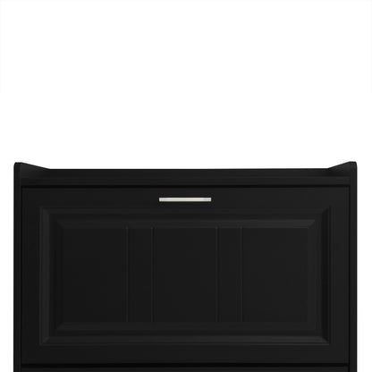 U-Can Black Shoe Storage Cabinet with 3 Flip Drawers
