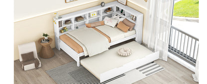 Twin Daybed with Storage Shelf White