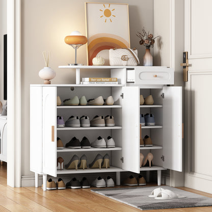 Elegant Shoe Cabinet with Adjustable Shelves White