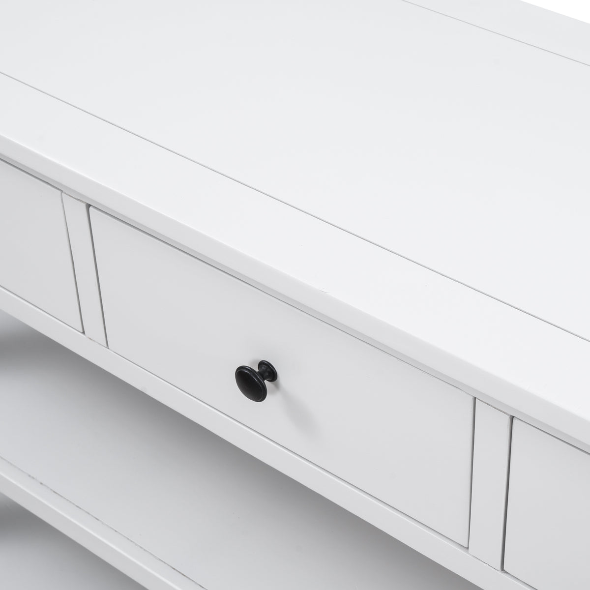 Antique White Console Table – Dual Shelves