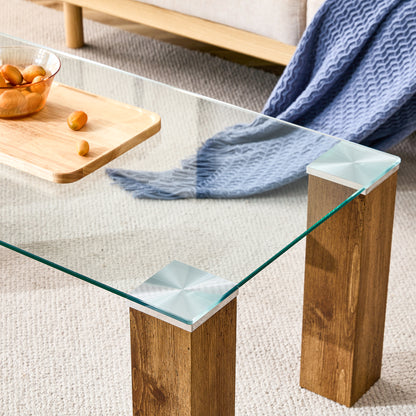 Glass-Top Coffee Table Set of 2 Transparent