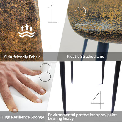 Modern Dining Chair Set (4 pcs) – Brown Upholstered Seats