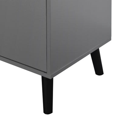 Gray Storage Cabinet with Drawers and Adjustable Shelves