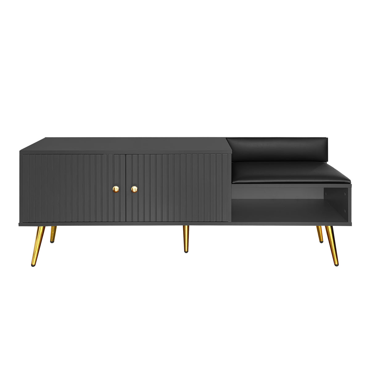 Modern Gray Shoe Storage Bench with Hidden Upholstered Seat