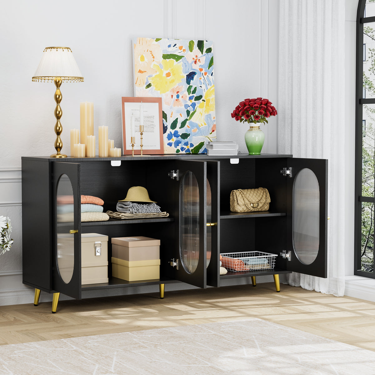 Black Acrylic Sideboard Cabinet