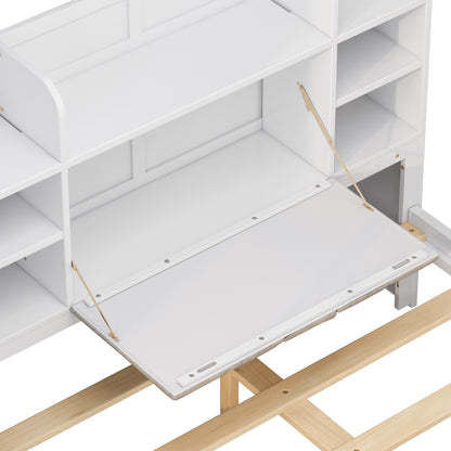 Multi-Functional Full Platform Bed with Drawers White