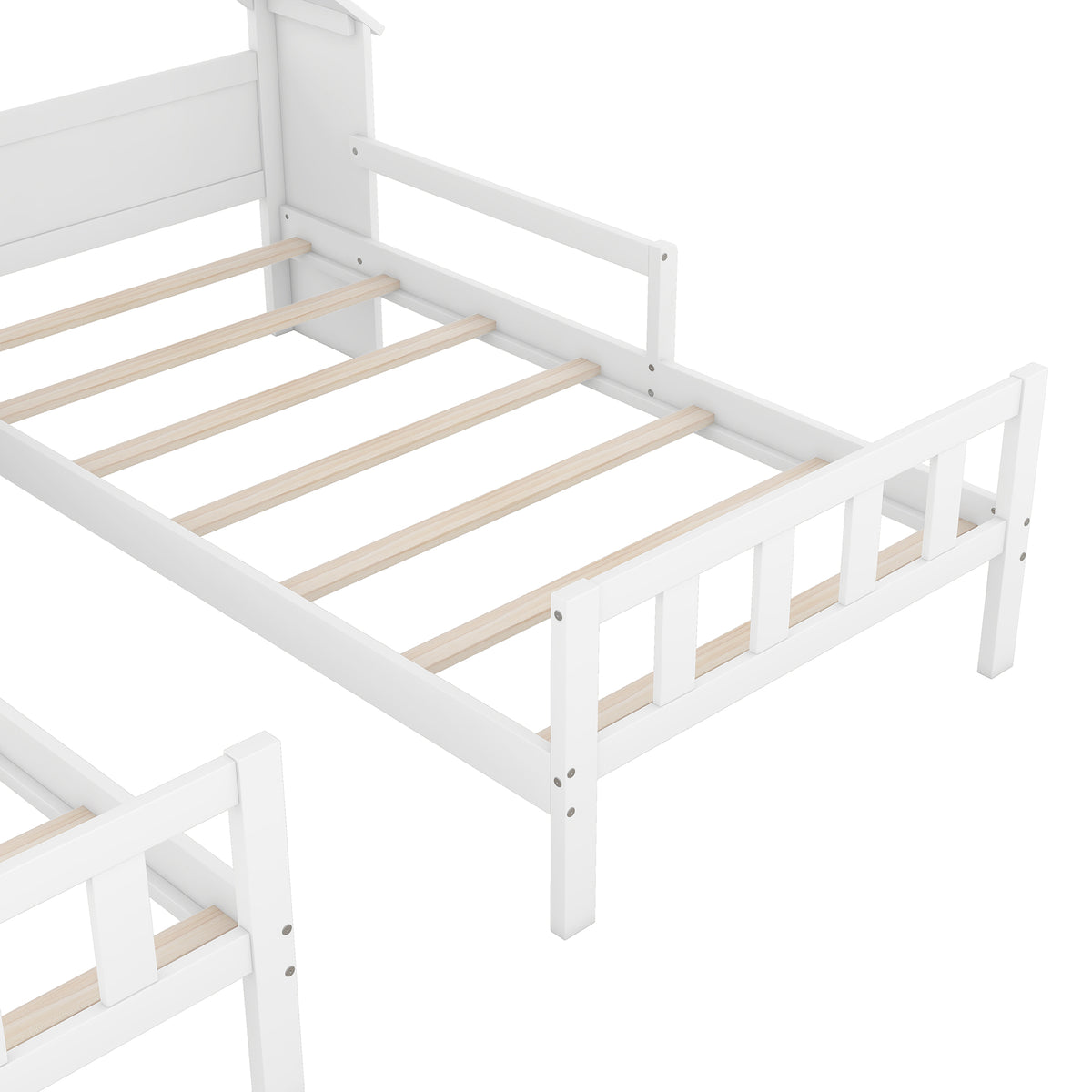 Twin Platform Bed with Built-In Nightstand White