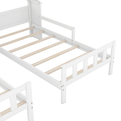 Twin Platform Bed with Built-In Nightstand White