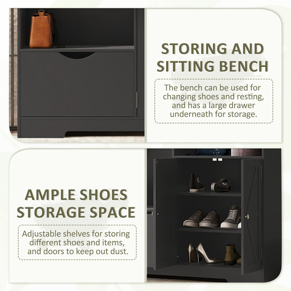 Hall Tree Storage Cabinet Black