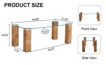 Glass-Top Coffee Table Set of 2 Transparent