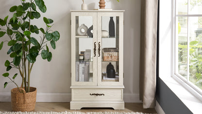 Oak Display Cabinet with LED Glass Doors