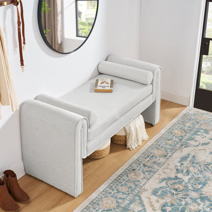 Linen Bedroom Storage Stool – White Finish