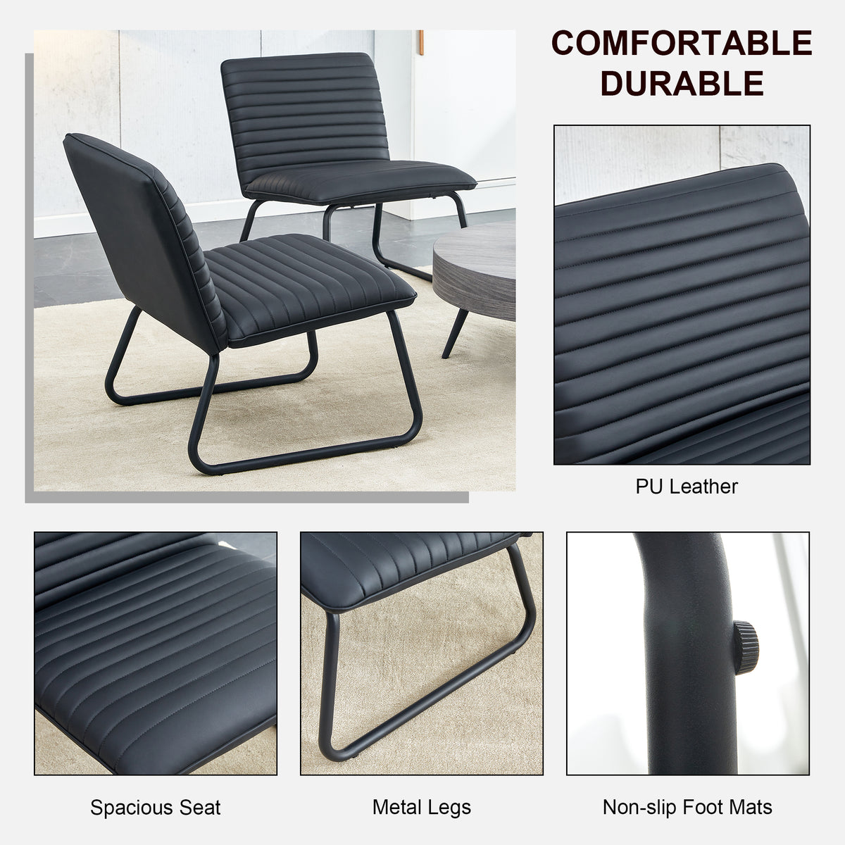 Black Armless Lounge Chair – Black Legs