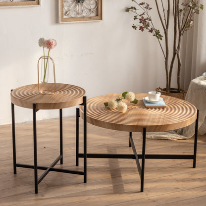 Modern Round Coffee Table – Maple Finish