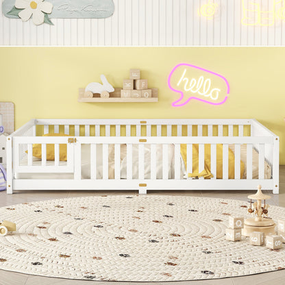 Kids Safety Floor Bed – White Guardrail Edition