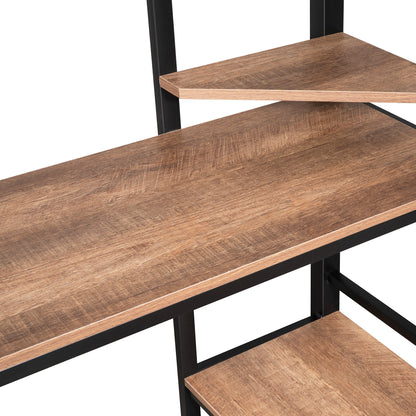 Full Loft Bed with Shelves and Desk Black