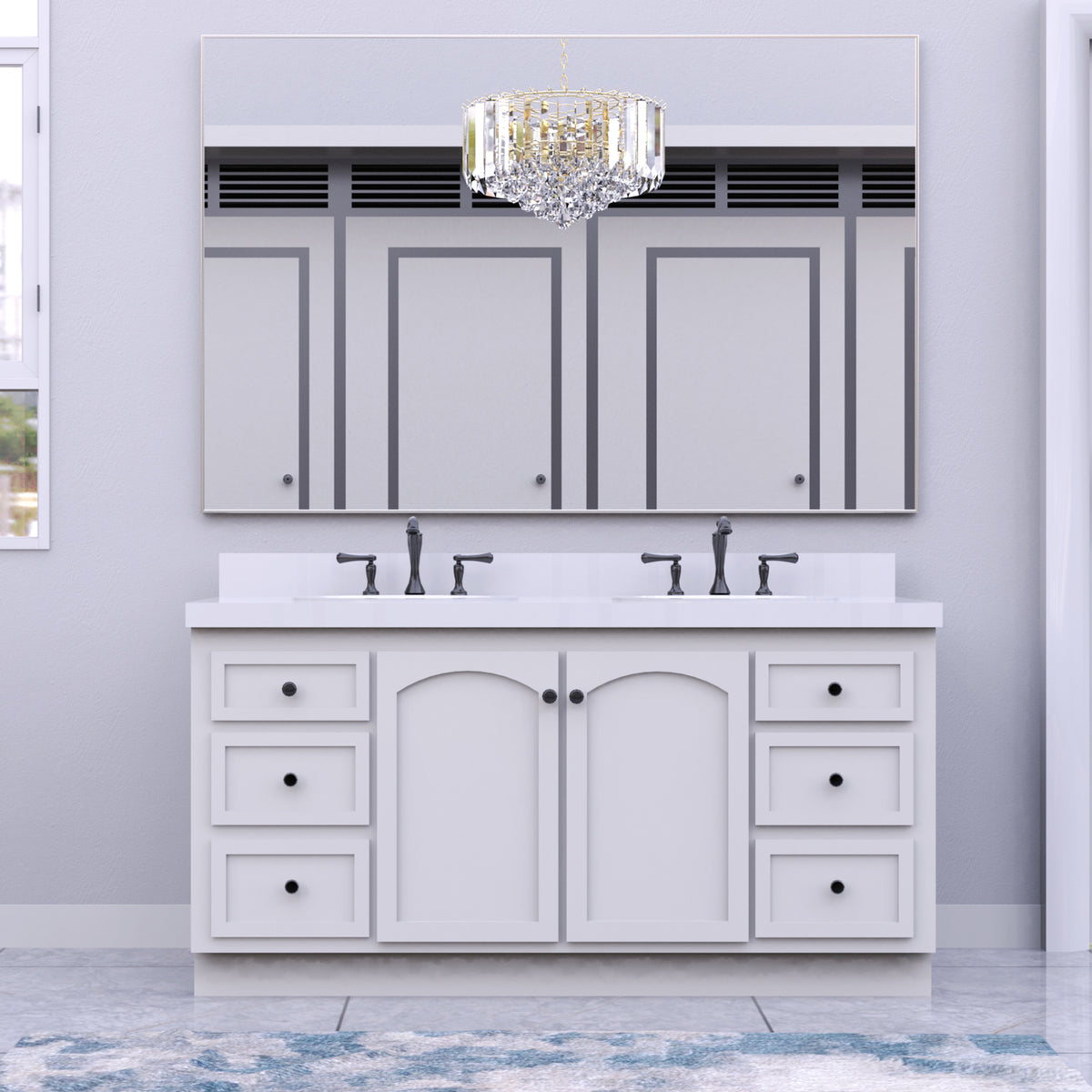 Oversized Bathroom Mirror Silver