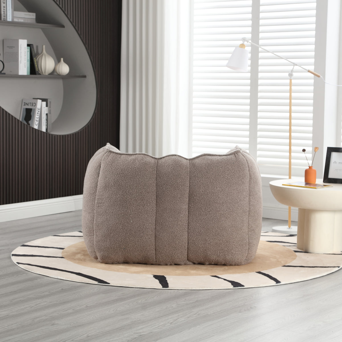 Soft Bean Bag Chair with Footstool Beige
