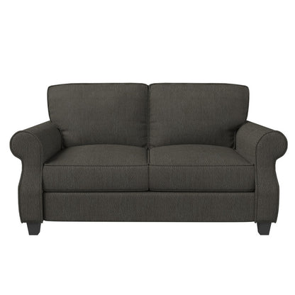 Solid Wood 2-Seater Sofa Gray