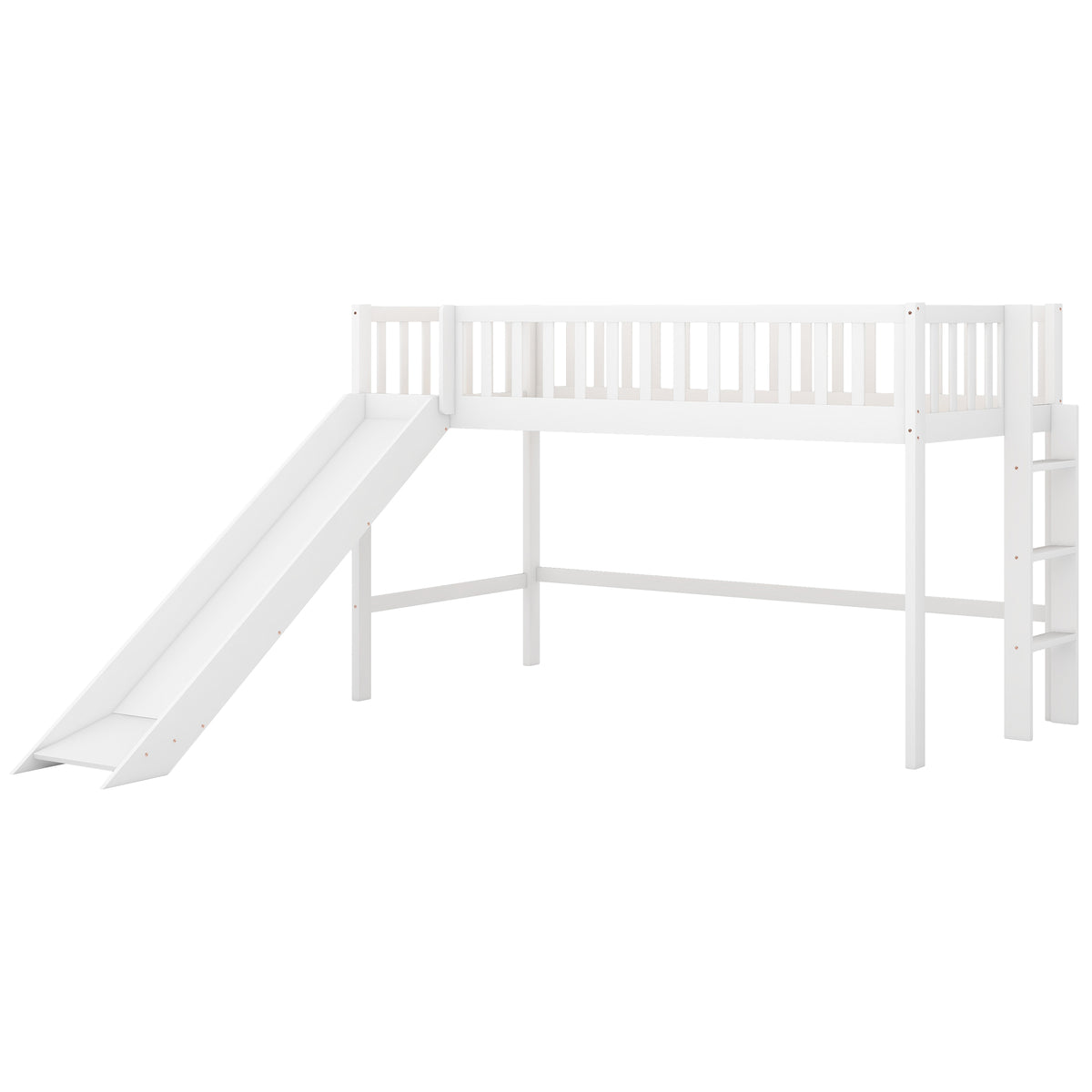 Twin Loft Bed with Ladder and Slide White