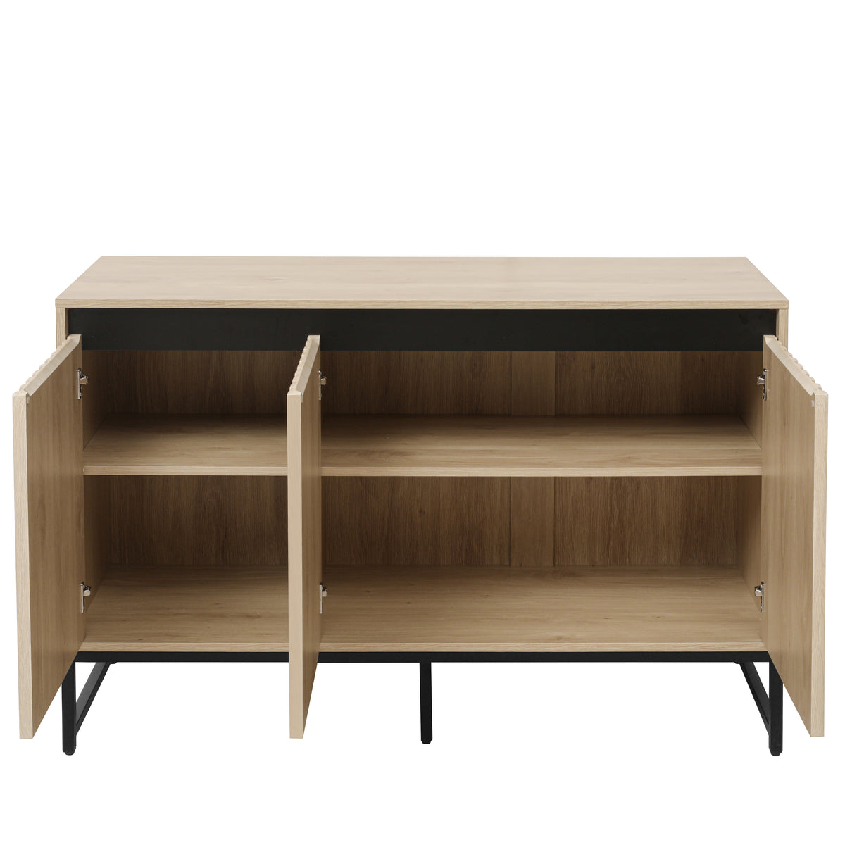 Engraved 3-Door Sideboard Cabinet with LED Lighting