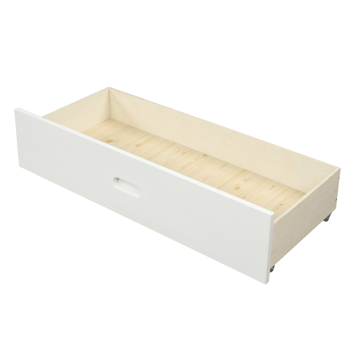 Wood Platform Bed with Drawers White