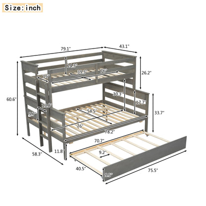 Twin Over Full Bunk Bed Gray