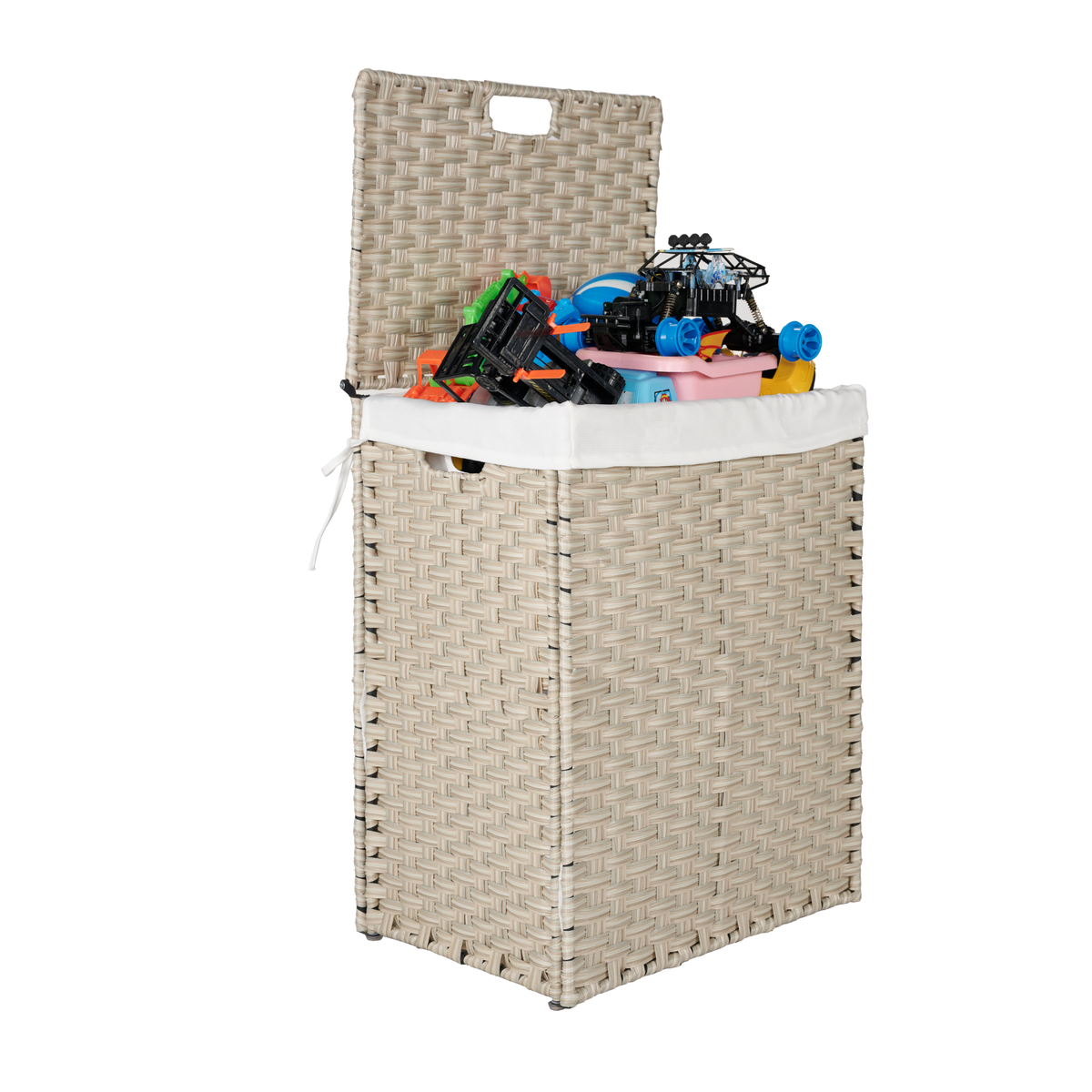 Light Grey Laundry Hamper with Lid and Wheels