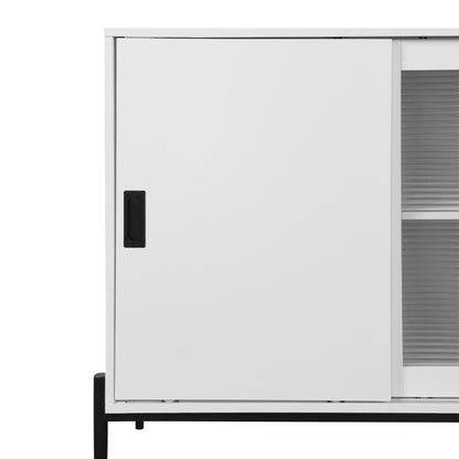 Modern White Console Cabinet with Sliding Doors