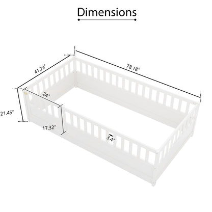Montessori Floor Bed – White Wooden Frame